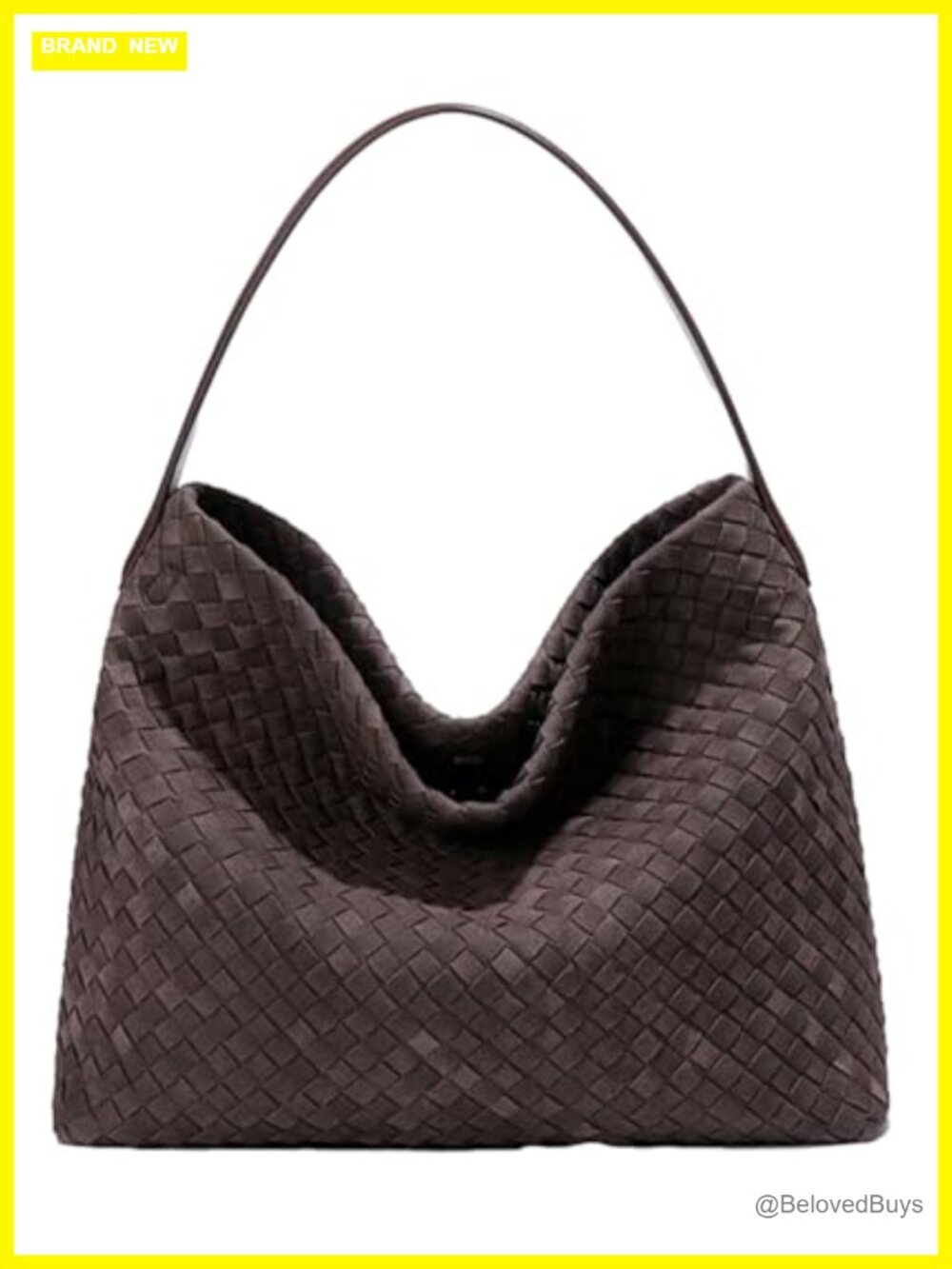 Woven Faux Suede Slouchy Hobo Shoulder Bag Women's Trendy Tote